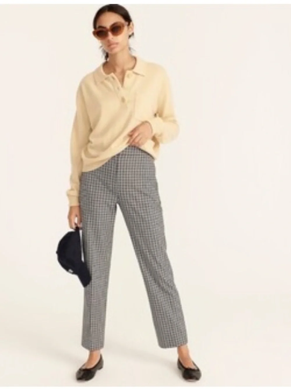 J. Crew Tartan Plaid High Rise Pull-On Straight Trouser Pant Preppy Black 4